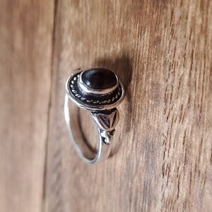 Size 6 R370 onyx‎ Victorian ring sterling 925